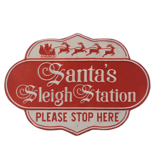 Santa's Sleigh Station Christmas Sign