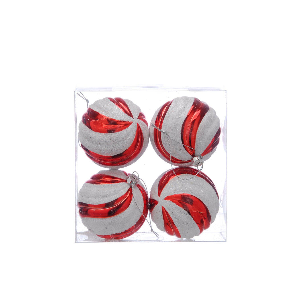 Festive Set of 4 Candy Cane Christmas Baubles Decorations