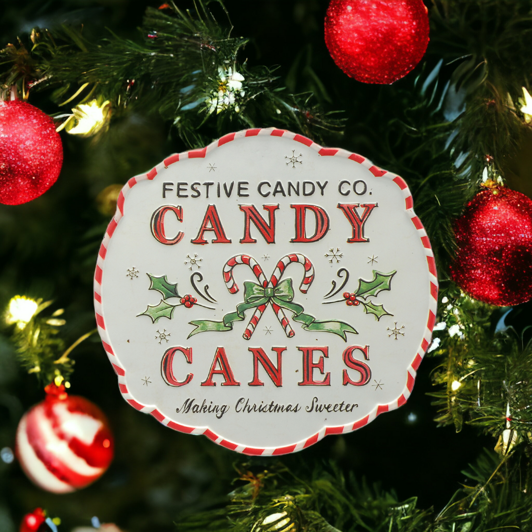 Candy Canes Metal Sign