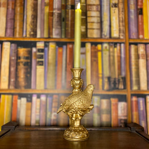 Partridge Candle Holder Set in Vintage Gold