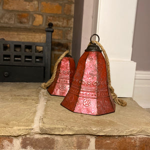 Christmas Vintage Style Rustic Large Hanging Bells