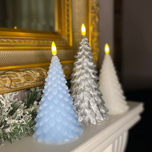 Set of 3 Cool and Calm Flickering Christmas Tree Candles