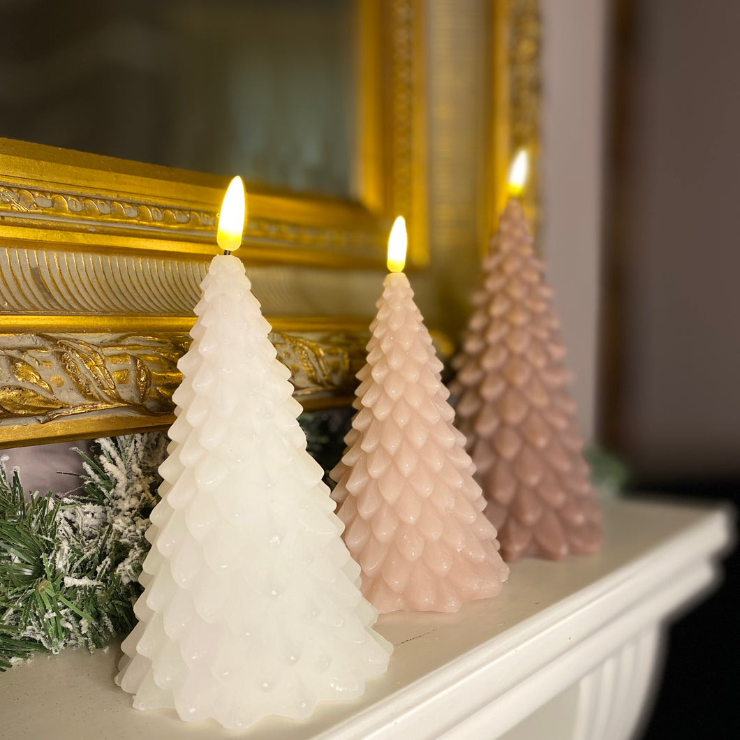 Set of 3 Warm and Cosy Flickering Christmas Tree Candles