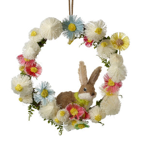 Decorative Spring Easter Wreath with Rabbit