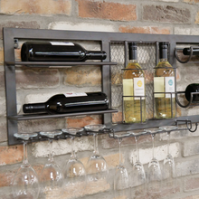 Load image into Gallery viewer, Industrial Style Wine and Glass Holder Wall Unit
