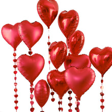 Load image into Gallery viewer, Red Heart Valentines Balloons with Heart Streamers
