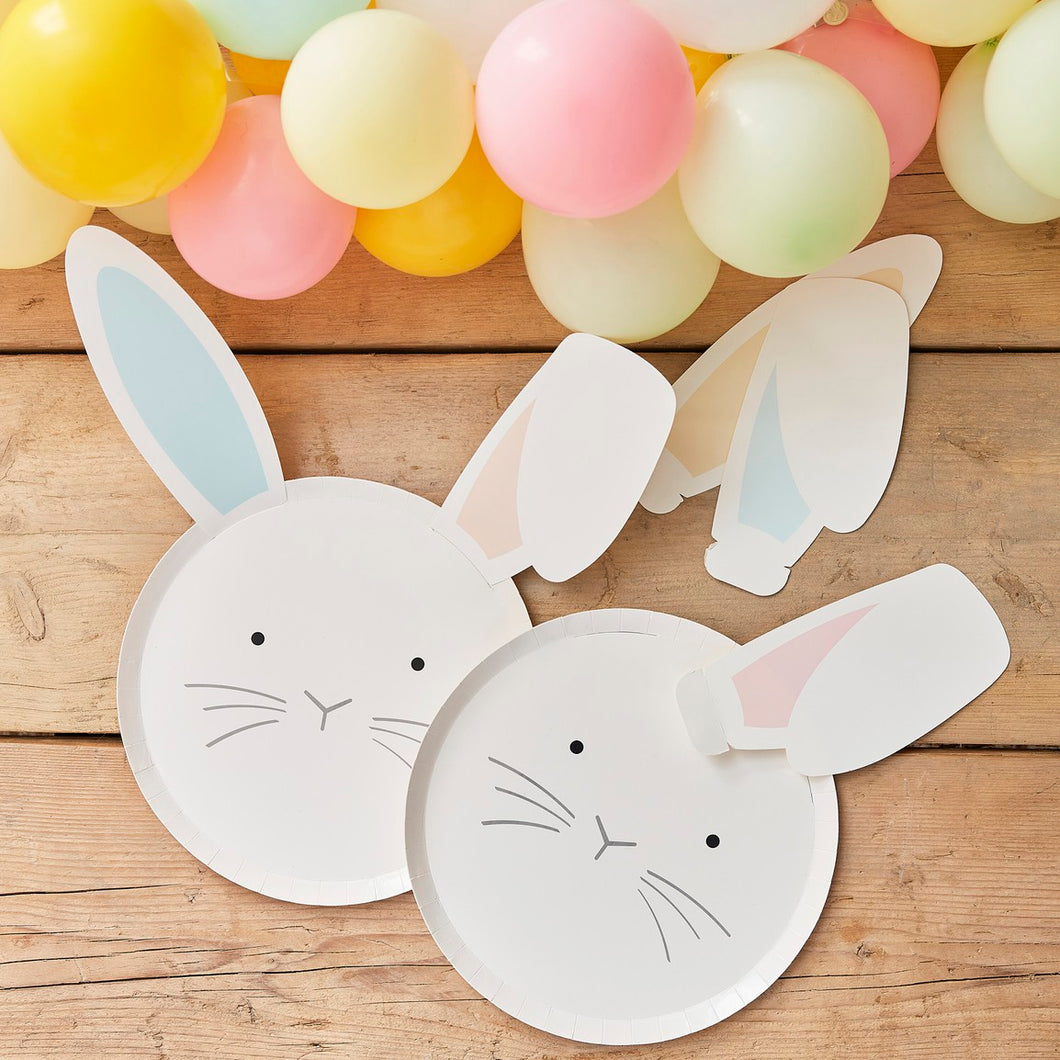 Pastel Easter Bunny Paper Plates with Interchangeable Ears