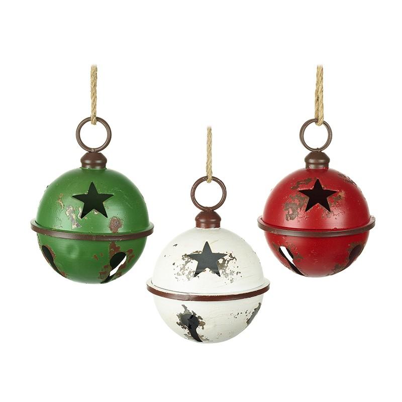 Christmas Vintage Style Star Cut Out Metal Baubles