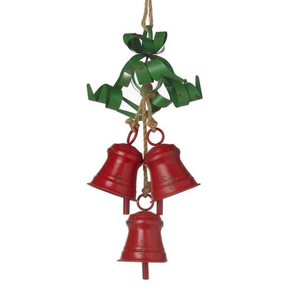Christmas Hanging Metal Bells With Metal Ribbon