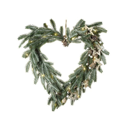 Christmas Heart Wreath with Warm White Lights