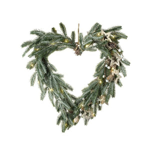 Christmas Heart Wreath with Warm White Lights