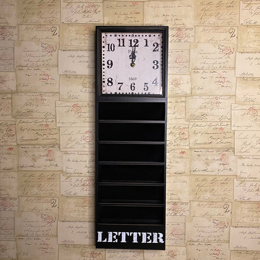 Vintage Style Black Letter Rack Clock