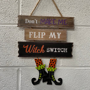 Halloween Flip My Witch Hanging Sign