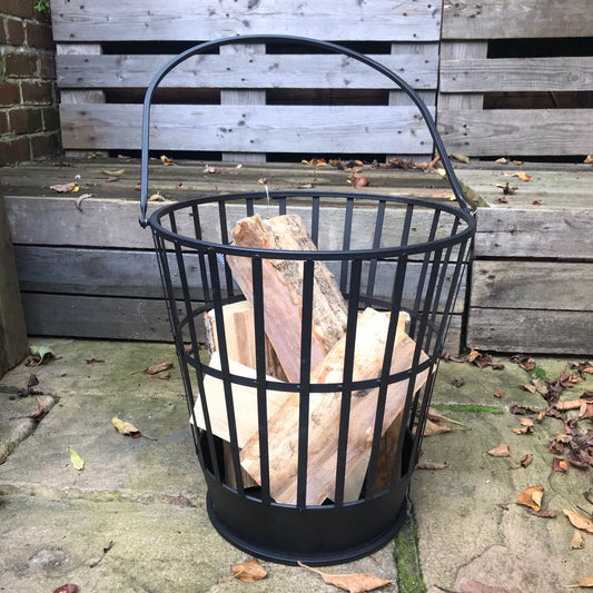 Black Fire Pit Basket 39cm with Handle