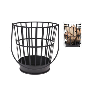 Black Fire Pit Basket 39cm with Handle