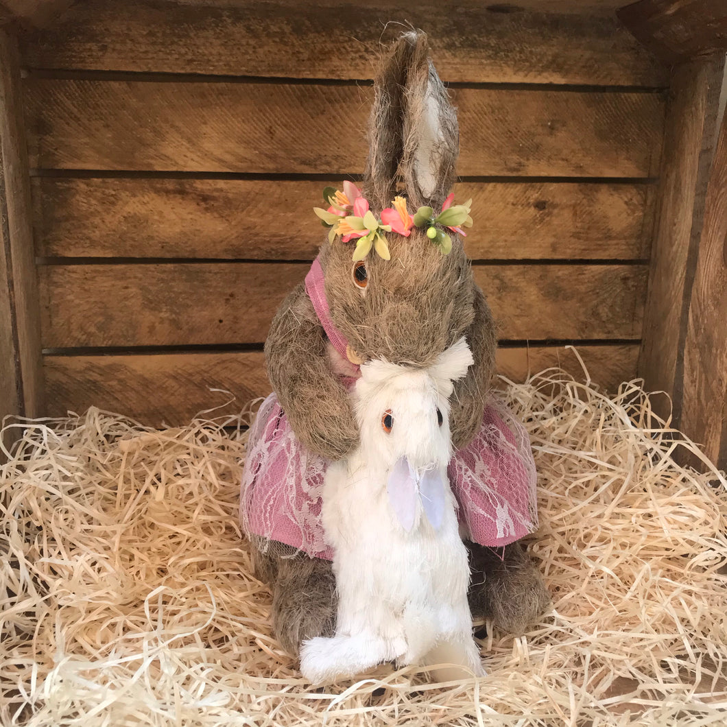Easter Mummy and Baby Bunny Rabbit Decoration