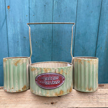 Load image into Gallery viewer, Green Rustic French Style 3 Pot Planter
