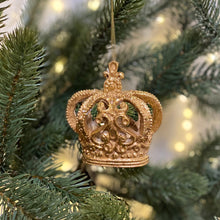 Load image into Gallery viewer, Gold Crown Hanging Christmas Decoration 9cm
