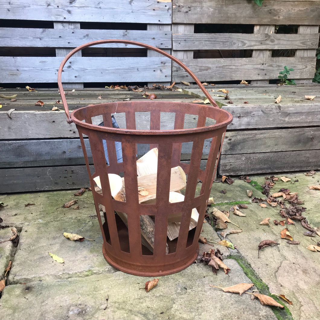 Rust Metal Fire Pit Basket 39cm