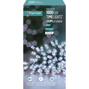 Premier 1000 White Timelights Battery Operated String Lights