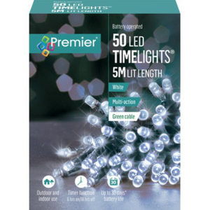 Premier TimeLights 50 White LED Battery Operated String Lights