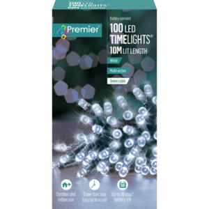 Premier TimeLights 100 White LED Battery Operated String Lights