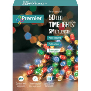 Premier TimeLights 50 Multi-Coloured LED Battery Operated String Lights